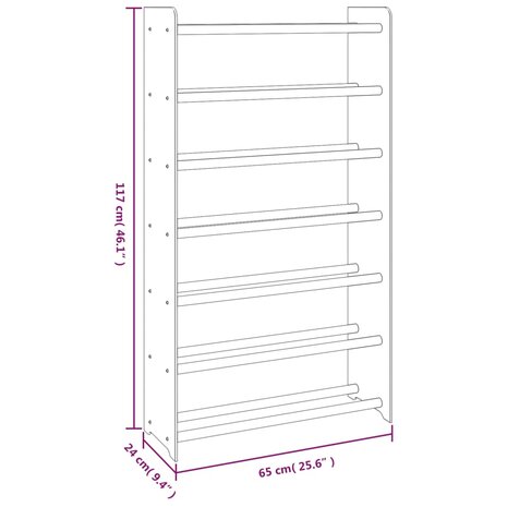 Schoenenrek 65x24x117 cm bewerkt hout bruin 6