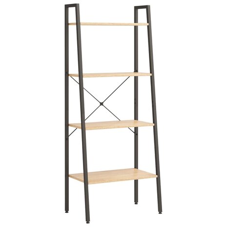 Ladderrek met 4 schappen 56x35x140 cm lichtbruin en zwart 2