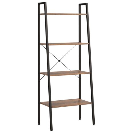 Ladderrek met 4 schappen 56x35x140 cm donkerbruin en zwart 2