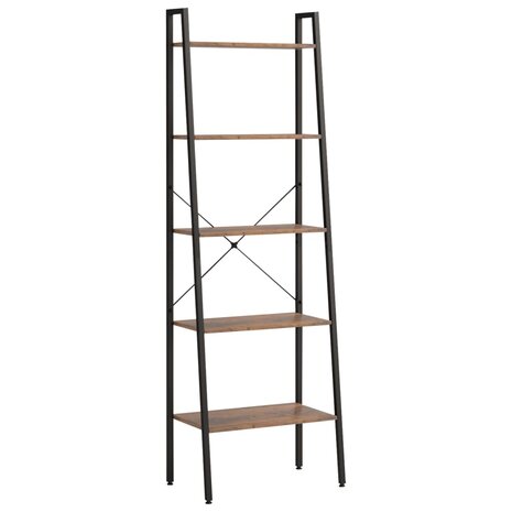 Ladderrek met 5 schappen 56x35x174 cm donkerbruin en zwart 2