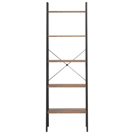 Ladderrek met 5 schappen 56x35x174 cm donkerbruin en zwart 3