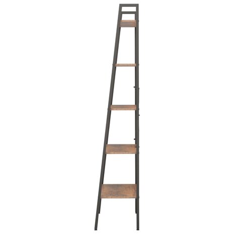 Ladderrek met 5 schappen 56x35x174 cm donkerbruin en zwart 4