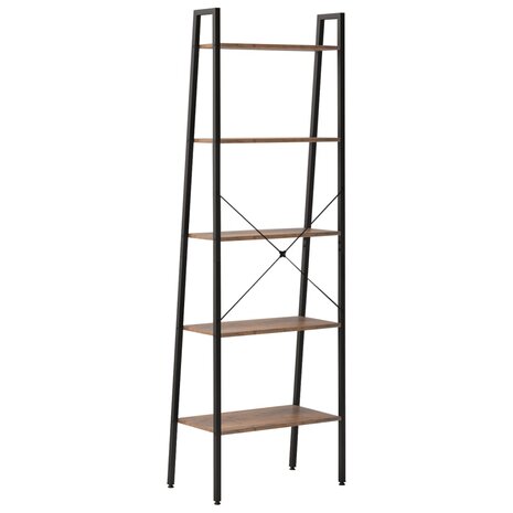 Ladderrek met 5 schappen 56x35x174 cm donkerbruin en zwart 5