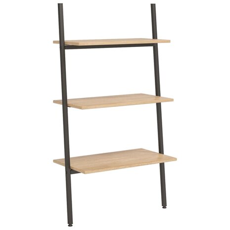 Ladderrek met 3 schappen 64x34x116 cm lichtbruin en zwart 2