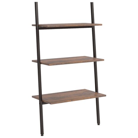 Ladderrek met 3 schappen 64x34x116 cm donkerbruin en zwart 2