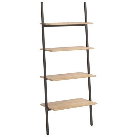 Ladderrek met 4 schappen 64x34x150,5 cm lichtbruin en zwart 2