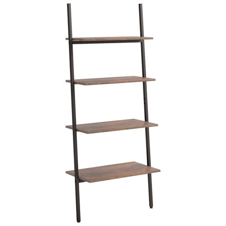 Ladderrek met 4 schappen 64x34x150,5 cm donkerbruin en zwart 2