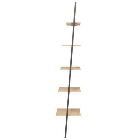 Ladderrek met 5 schappen 64x34x185,5 cm lichtbruin en zwart 4