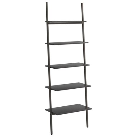 Ladderrek met 5 schappen 64x34x185,5 cm zwart 2