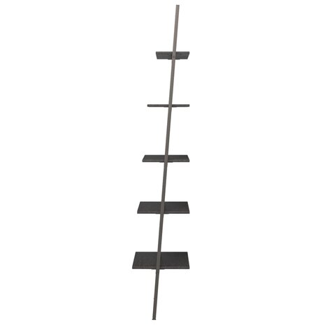 Ladderrek met 5 schappen 64x34x185,5 cm zwart 4