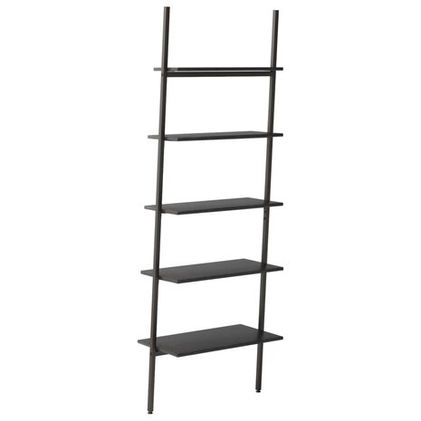 Ladderrek met 5 schappen 64x34x185,5 cm zwart 5