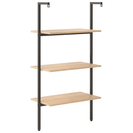 Ladderrek met 3 schappen 64x35x120,5 cm lichtbruin en zwart 5