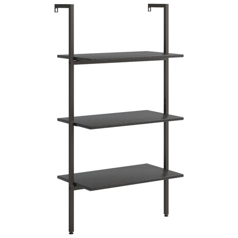 Ladderrek met 3 schappen 64x35x120,5 cm zwart 2