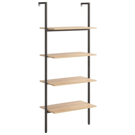 Ladderrek met 4 schappen 64x35x152,5 cm lichtbruin en zwart 2