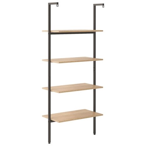 Ladderrek met 4 schappen 64x35x152,5 cm lichtbruin en zwart 5