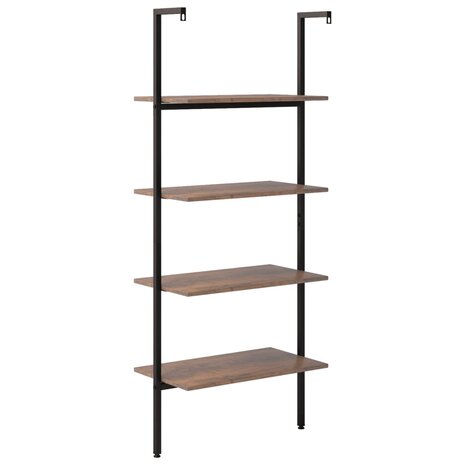 Ladderrek met 4 schappen 64x35x152,5 cm donkerbruin en zwart 5