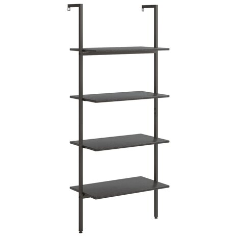 Ladderrek met 4 schappen 64x35x152,5 cm zwart 2