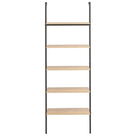 Ladderrek met 5 schappen 64x35x185 cm lichtbruin en zwart 3