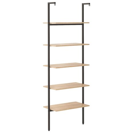 Ladderrek met 5 schappen 64x35x185 cm lichtbruin en zwart 5