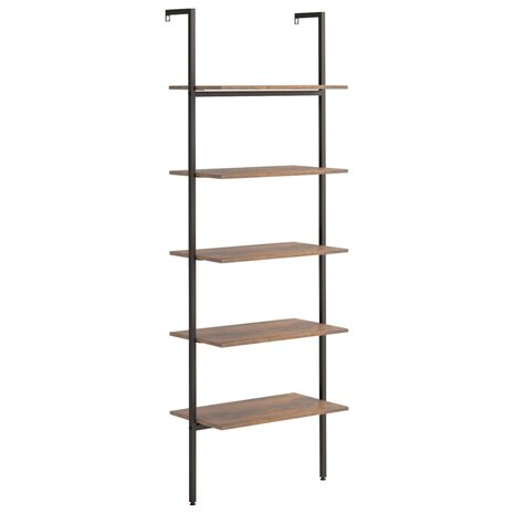 Ladderrek met 5 schappen 64x35x185 cm donkerbruin en zwart 2