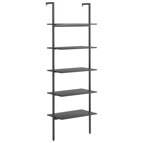 Ladderrek met 5 schappen 64x35x185 cm zwart 2