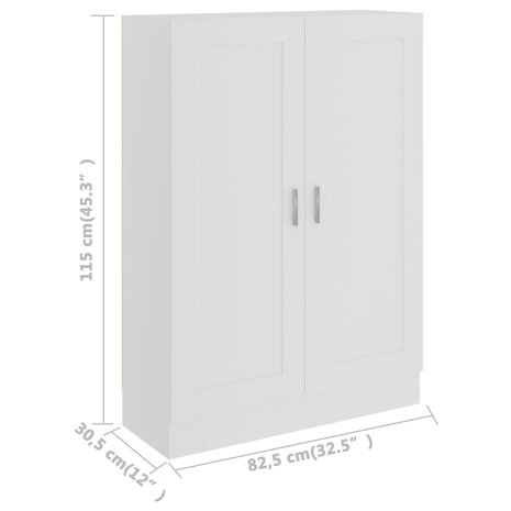 Boekenkast 82,5x30,5x115 cm bewerlt hout wit 8