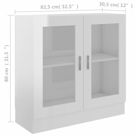 Vitrinekast 82,5x30,5x80 cm bewerkt hoogglans wit 8