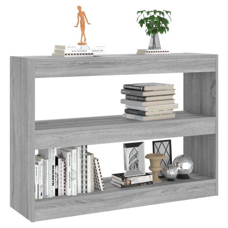 Boekenkast/kamerscherm 100x30x72 cm grijs sonoma eikenkleurig 5