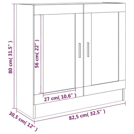 Vitrinekast 82,5x30,5x80 cm bewerkt hout gerookt eikenkleurig 9