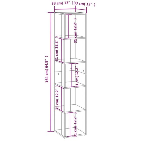 Hoekkast 33x33x164,5 cm bewerkt hout sonoma eikenkleurig 8