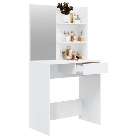 Kaptafel met spiegel 74,5x40x141 cm hoogglans wit 5