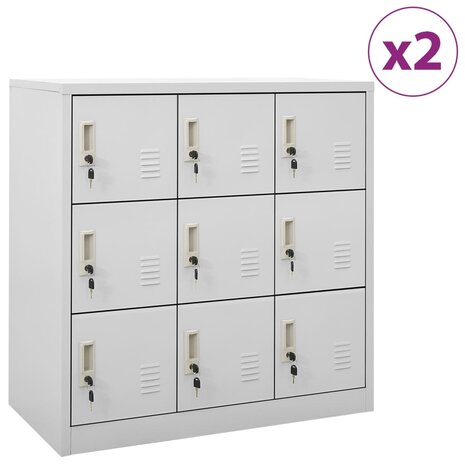 Lockerkasten 2 st 90x45x92,5 cm staal lichtgrijs 1