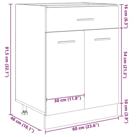 Onderkast met lade 60x46x81,5 cm spaanplaat sonoma eikenkleurig 12