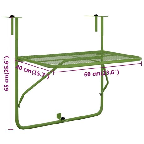 Balkontafel 60x40 cm staal groen 7