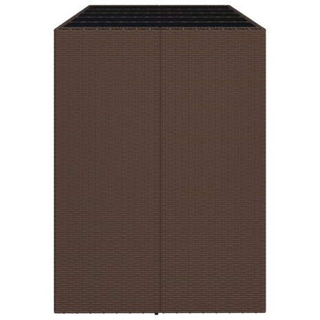 Bartafel met glazen blad 185x80x110 cm poly rattan bruin 4