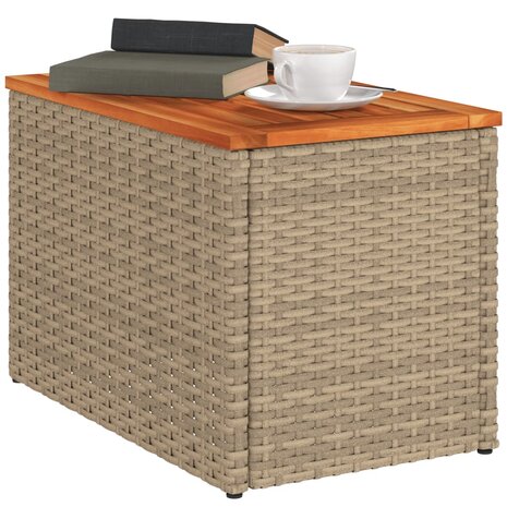 Tuinbijzettafels 2 st 55x34x37 cm poly rattan en hout beige 4