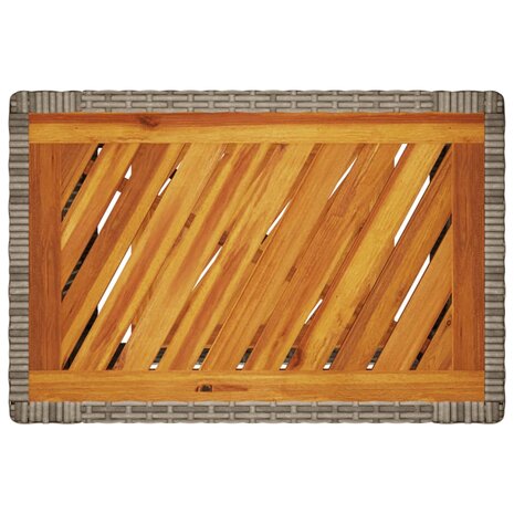 Tuinbijzettafel met houten blad 60x40x75 cm poly rattan grijs 8