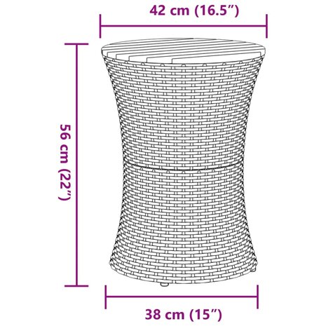 Tuinbijzettafel trommelvormig poly rattan en massief hout beige 9