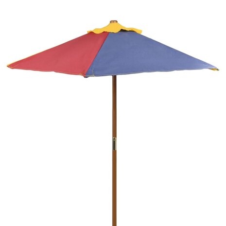 Kinderpicknicktafel met banken en parasol hout meerkleurig 3