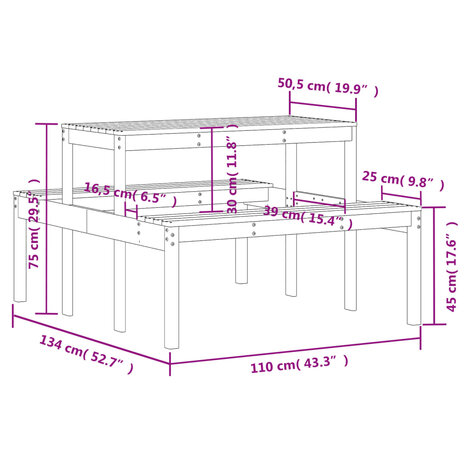 Picknicktafel 110x134x75 cm massief grenenhout 9