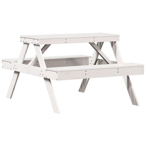 Picknicktafel 105x134x75 cm massief grenenhout wit 2