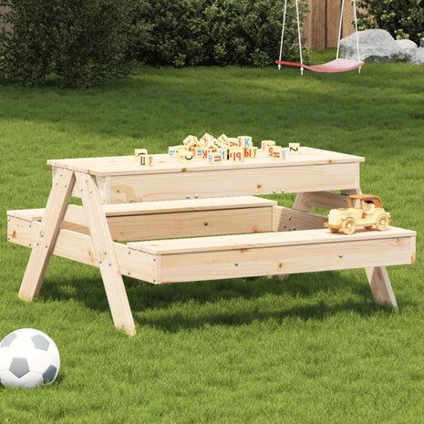 Picknicktafel met zandbak voor kinderen massief grenenhout 1