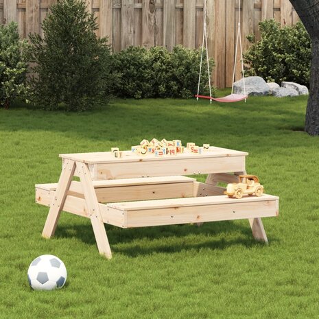 Picknicktafel met zandbak voor kinderen massief grenenhout 3