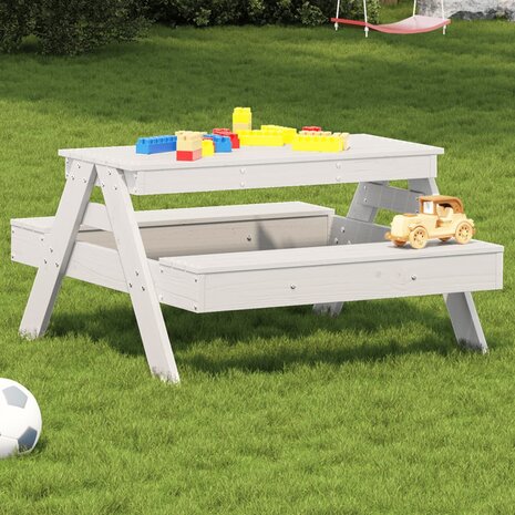 Picknicktafel voor kinderen 88x97x52 cm massief grenenhout wit 1