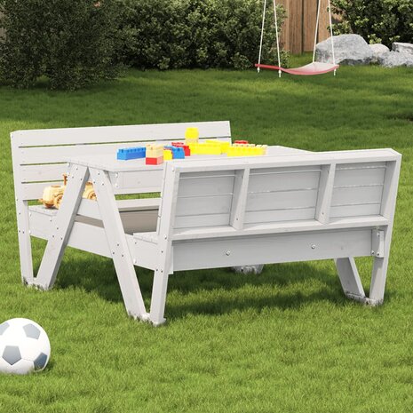 Picknicktafel voor kinderen 88x122x58 cm massief grenenhout wit 1