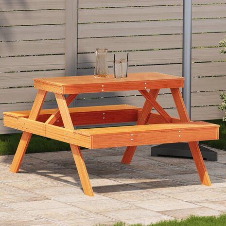 Picknicktafel 105x134x75 cm massief grenenhout wasbruin 1