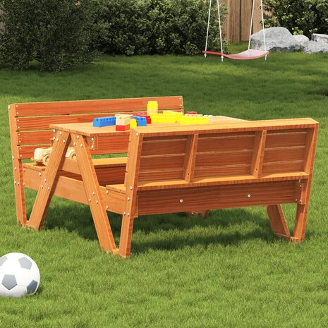 Picknicktafel voor kinderen 88x122x58 cm grenenhout wasbruin 1