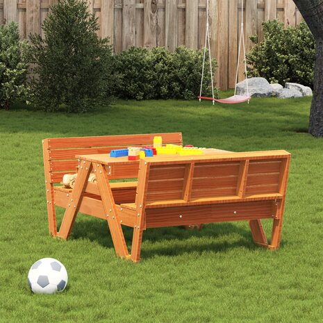 Picknicktafel voor kinderen 88x122x58 cm grenenhout wasbruin 3