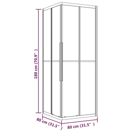 Douchecabine 80x80x180 cm halfmat ESG zwart 11