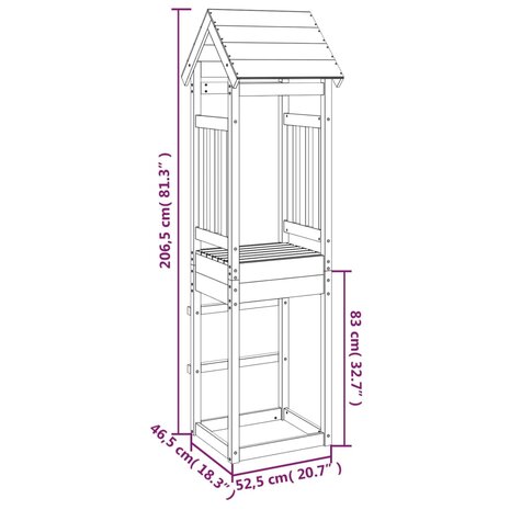 Speeltoren 52,5x46,5x206,5 cm massief grenenhout 8